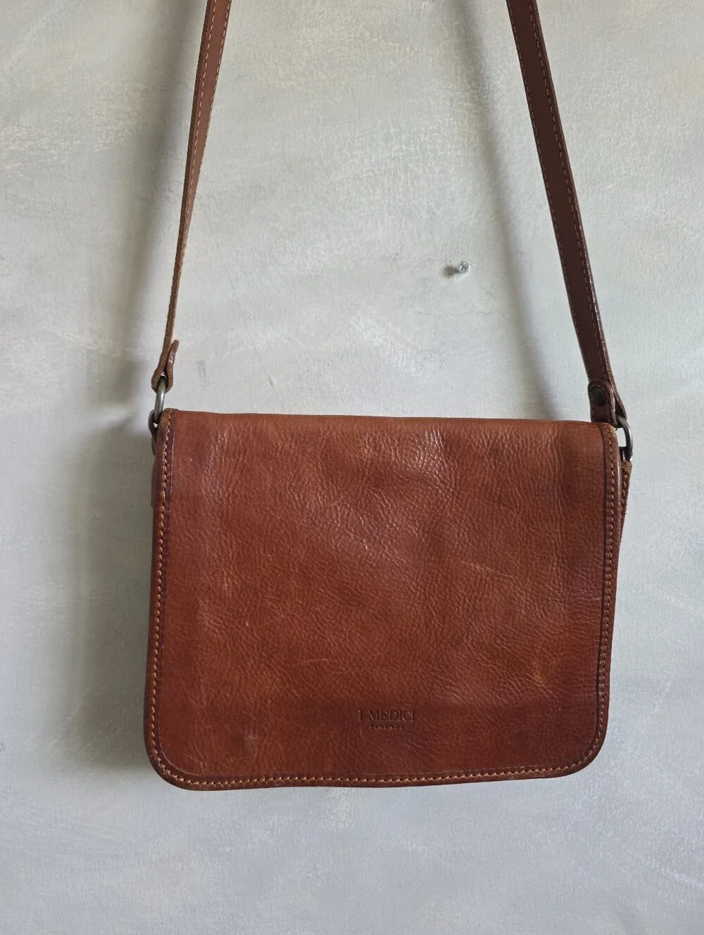 I Medici Asti Small Messenger Bag Leather Made In Italy Crossbody 10x8x3